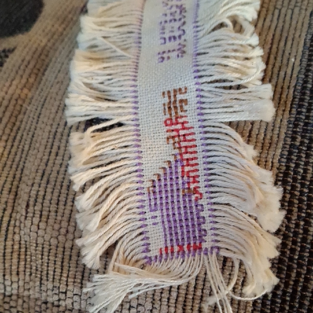 Jerusalem Embroidered Fringe Bookmark - Purple and Cream Vintage - Picture 5 of 5